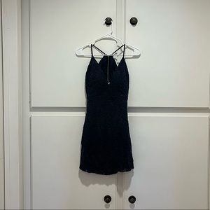 Dark navy blue lace pattern dress